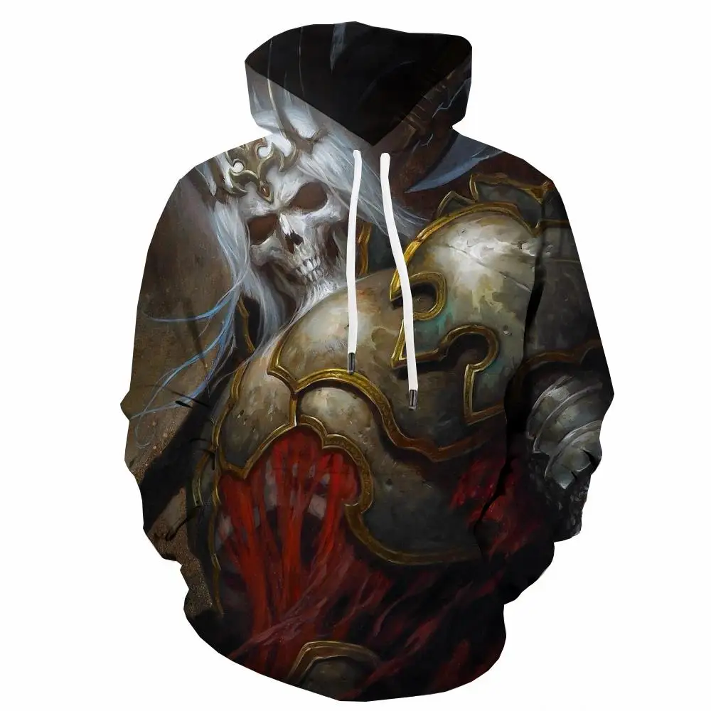 

Толстовка мужская с 3D-принтом черепа, Свитшот со скелетом, худи в стиле хип-хоп с длинным рукавом и принтом войны, осень