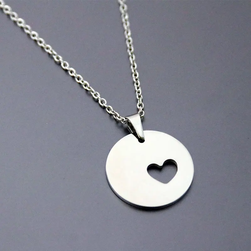 1pc New Classic Round Sun Heart Stainless Steel Custom Necklace Love Hearts Pendant Kids Girls Women Festival Jewelry | Украшения и