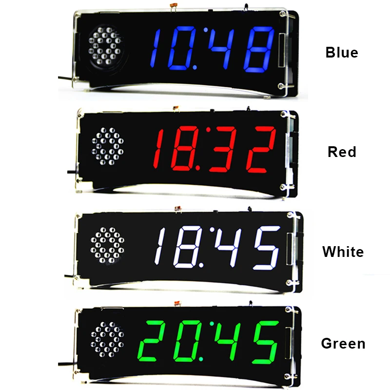 DIY Digital Clock Kit LED Microcontroller Time Lights Control Temperature English Voice Night Ligh Electronic Kits |
