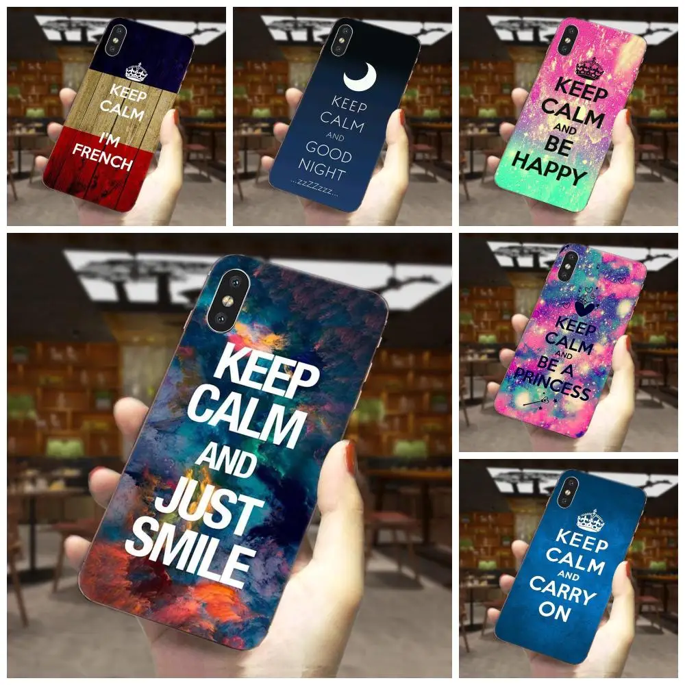 Защитная оболочка из ТПУ с надписью Keep Calm для Apple iPhone 11 Pro X XS Max XR 4 4S 5 5C 5S SE SE2 6 6S 7 8 Plus