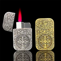 creative embossed constantine red fire torch lighter jet metal windproof relief gas butane inflated lighter smoking gadgets