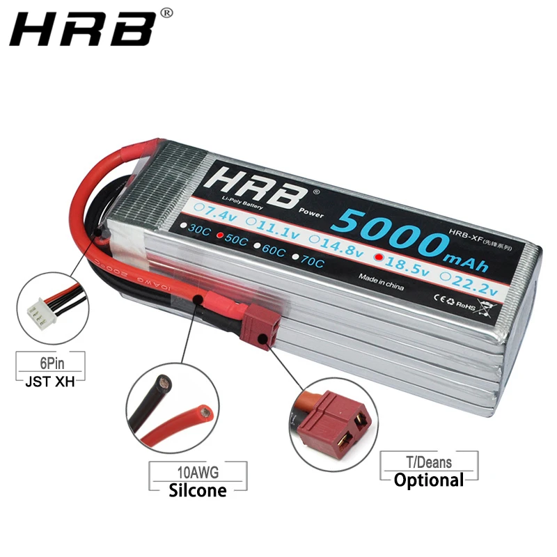 hrb 5s 185 v lipo батарея 5000mah 50c xt90 ec5 xt60 t deans xt90 s для rc quadcopter racing aircraf