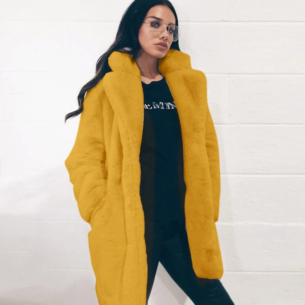 Зимнее женское высококачественное пальто из искусственного меха роскошное