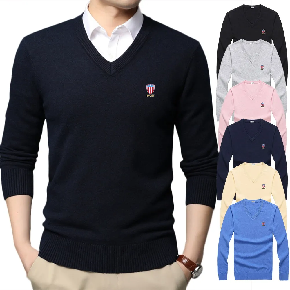 

New Autumn Winter Men Sweater 100%Cotton Pullovers Long Sleeve O-Neck Jersey Embroidery Harmont Sweaters Blaine M L XL 2XL 3XL