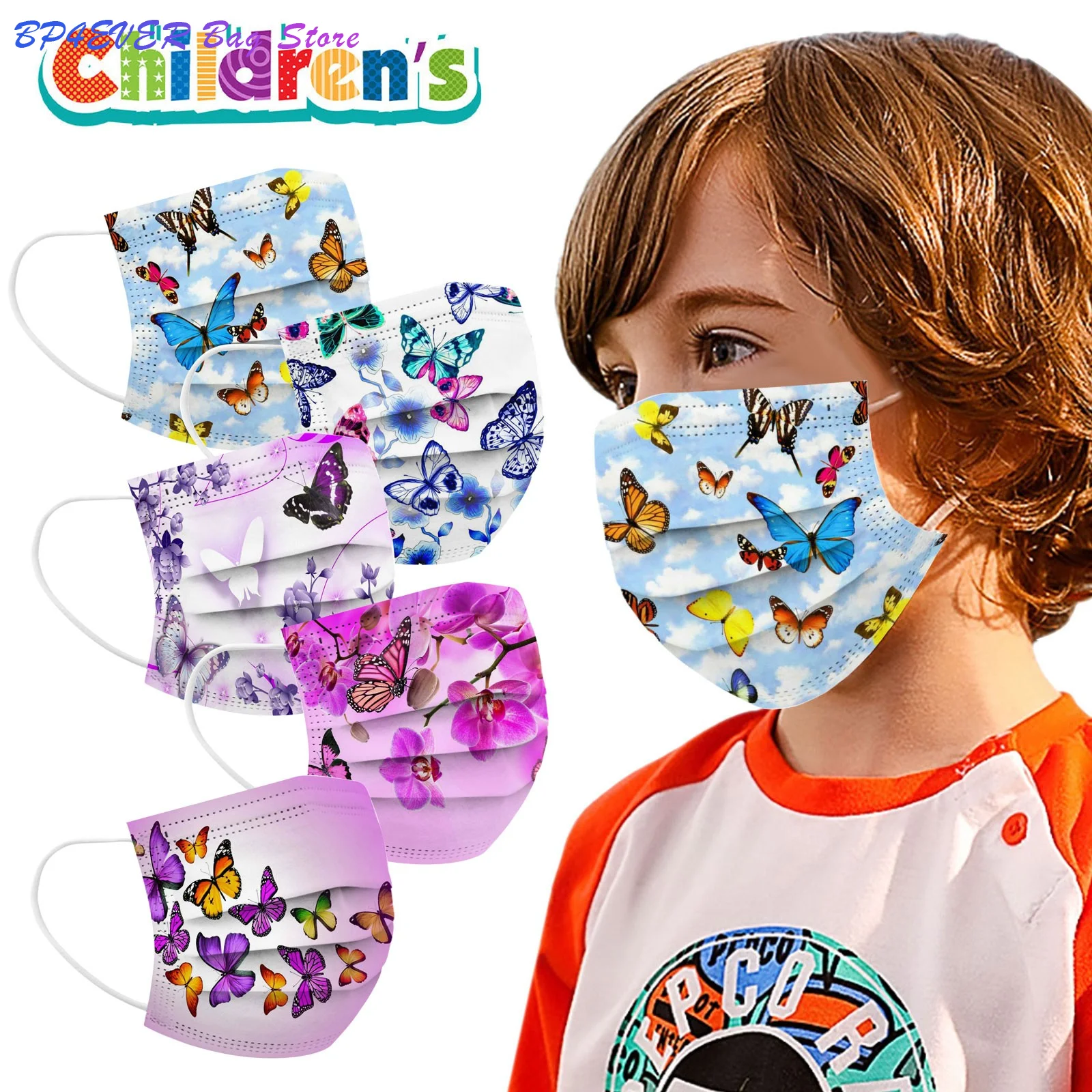 

Child Disposable Mask Effective Filtration Pack 3-ply Masks Facial Cover Elastic Earloops 50pc Mascarillas Halloween Cosplay