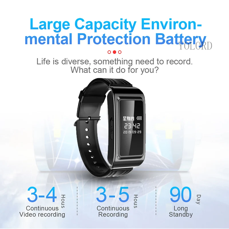 1080P Профессиональный видеорегистратор Smartband диктофон HD экран смарт-браслет 128 ГБ |