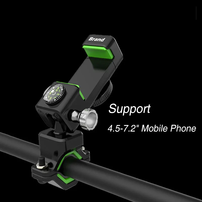 

Motorbike Phone Holder Bicycle Handlebar Cell Phone Moto GPS Mount Holder With Compass & LED Light Stand Bracket Accessories