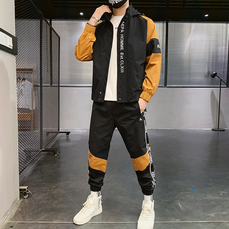 2020 Autumn Men's Hoodies Pants Sets Sweatshirt Cardigan Long Sleeve Hip Hop Fitness Tops Trousers Sportswear Joggers Tracksuits |