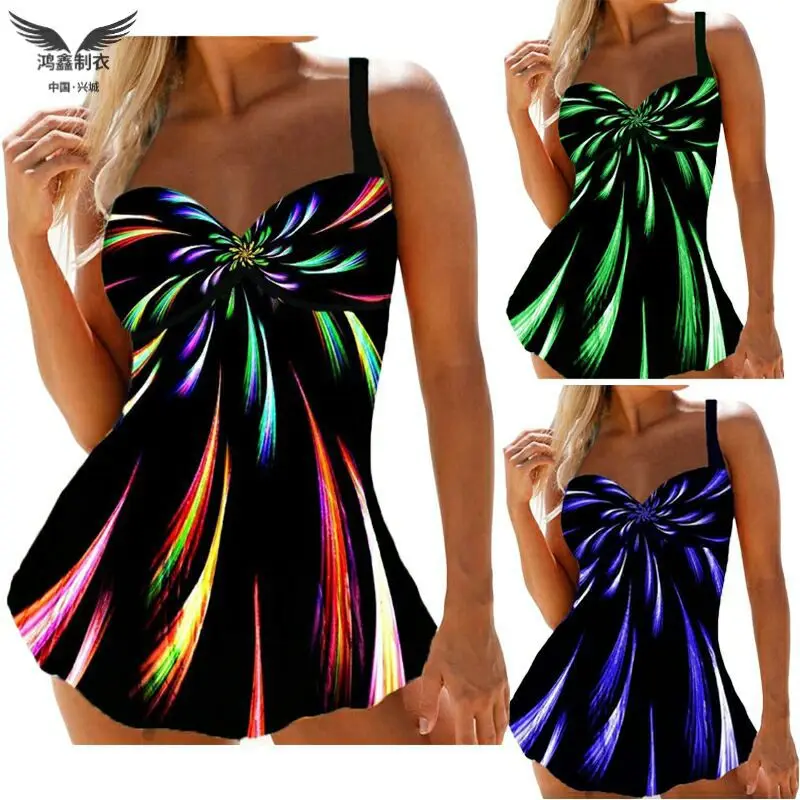 

2021 в европейском и американском стиле; С перекрестными бикини с каймой Amazon новый фейерверк градиент юбка с принтом (цветочные бутоны) большо...