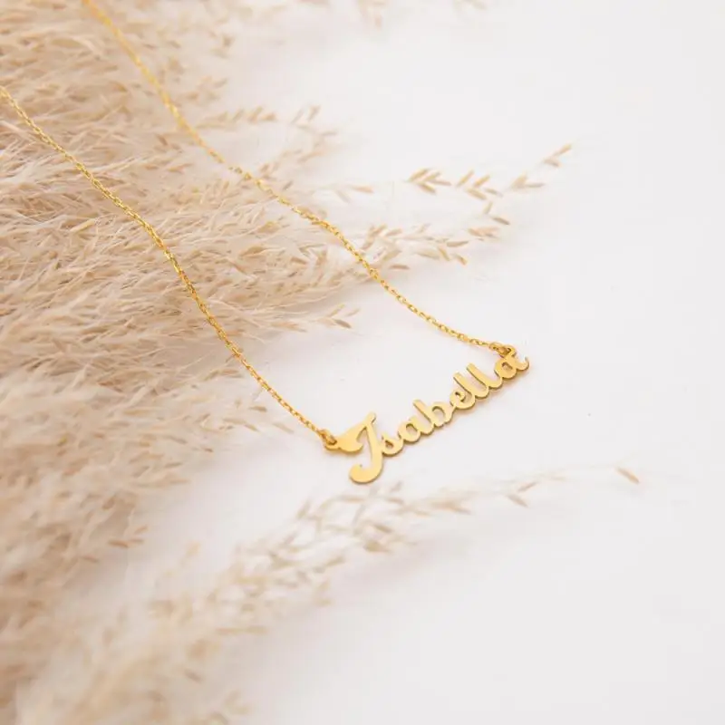 Custom Name Necklaces Stainless Steel Gold Choker Personalized Name Nameplate Pendant Necklaces For Women Birthday Gifts