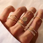 Набор Колец LETAPI в стиле бохо Женский, винтажный комплект колец золотого цвета, простые геометрический дизайн, округлый, Круглый кольцо на фаланг пальца, бижутерия