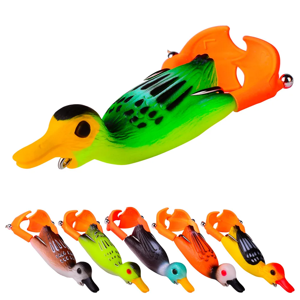 

1 Pcs Double Propeller Flipper Duck Fishing Lures Ducking Frog Soft Bait 9cm 11g 3D Eyes Artificial Swimbait Day Bass Tackle
