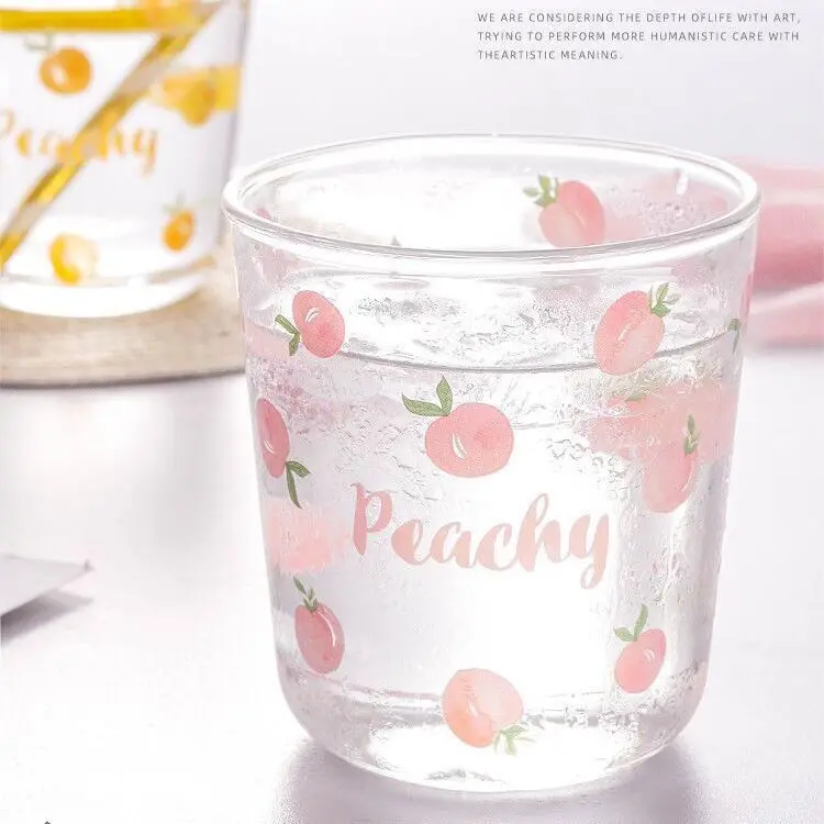 Желтая персиковая стеклянная простая Бытовая чашка для молока термостойкая