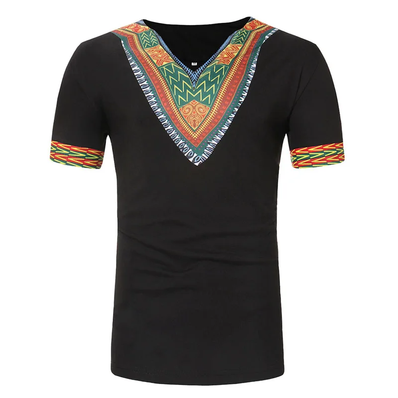 

Mens Hipster Short Sleeve V Neck T Shirt Pop Vogue Pop African colors T-shirt Men Traditional Tribal Ethnic Tops Tees Shirts
