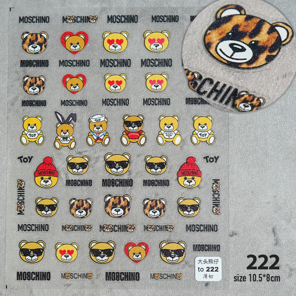 

Beautizon Teddy Bear Cartoon Design Nail Sticker 3D Engraved Nail Stickers Nail Art Decorations Nail Decals Design