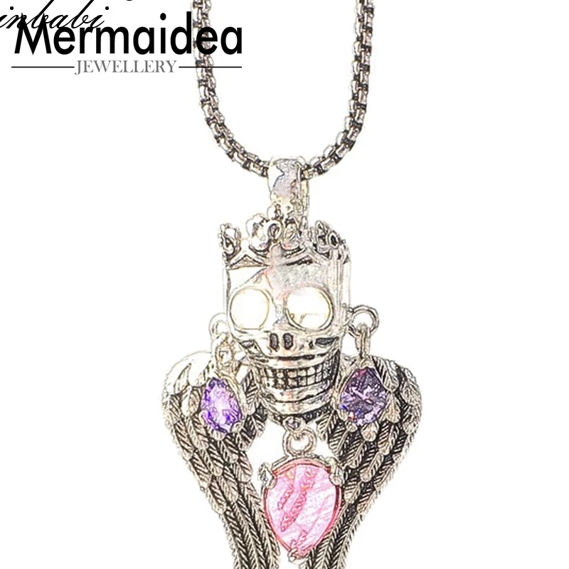 Ожерелье с подвеской из звеньев цепи подарочное украшение кулоном в виде черепа