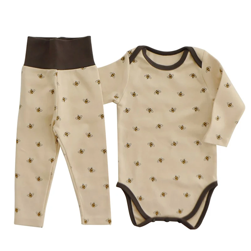 Newborn Baby Clothes Sets Long Sleeve Romper + Pants Sets Organic Cotton Floral Brand Spring and Autumn Baby Boy Girl Clothing