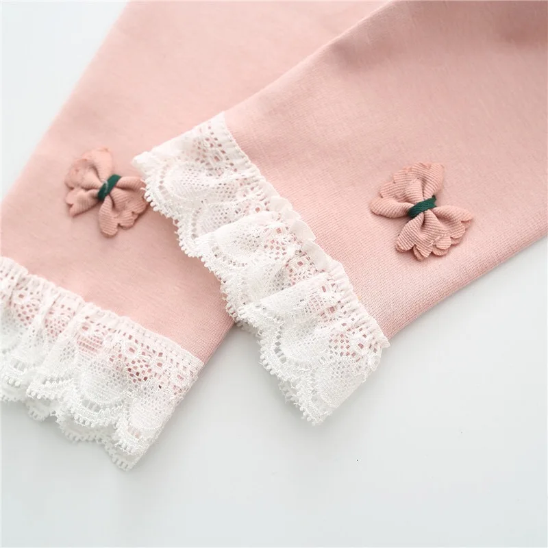 Весенне-осенние Хлопковые Штаны для маленьких девочек кружевные детские штаны с