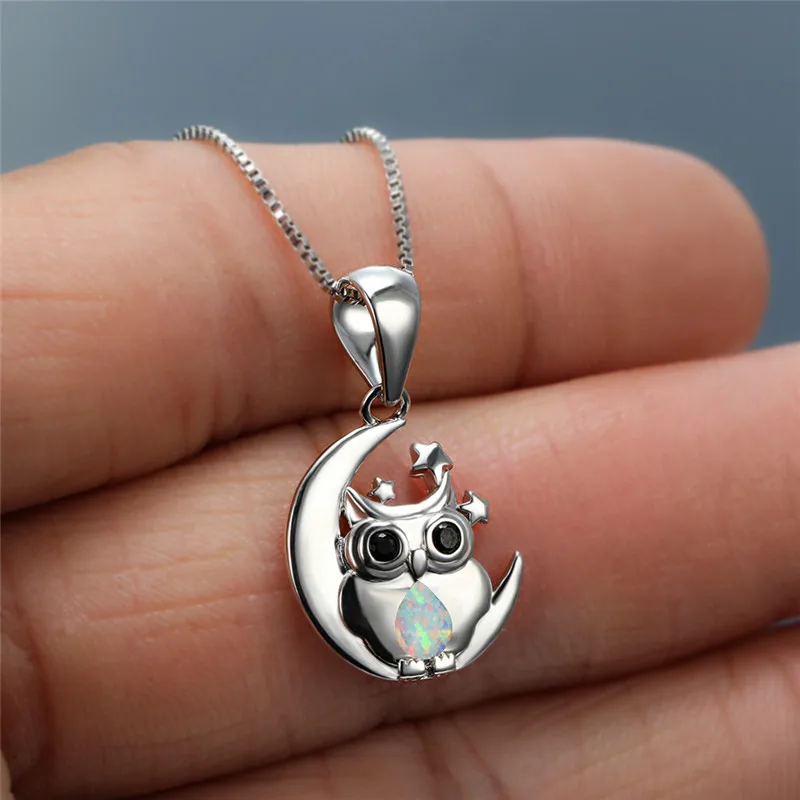 Роскошные женские туфли лодочки синий Опаловый Кулон Колье Бохо серебро Цвет