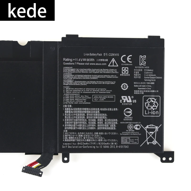 Оригинальный аккумулятор Kede C32N1415 для ноутбука ASUS ZenBook Pro ROG G60JW N501JW UX501V G501J 11 4 V
