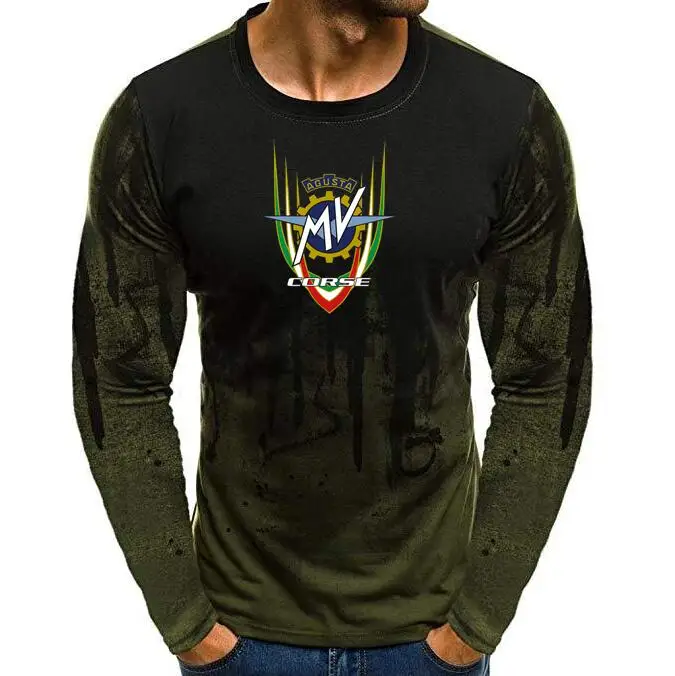 Футболка мужская с длинным рукавом градиентный топ принтом MV Agusta Racing