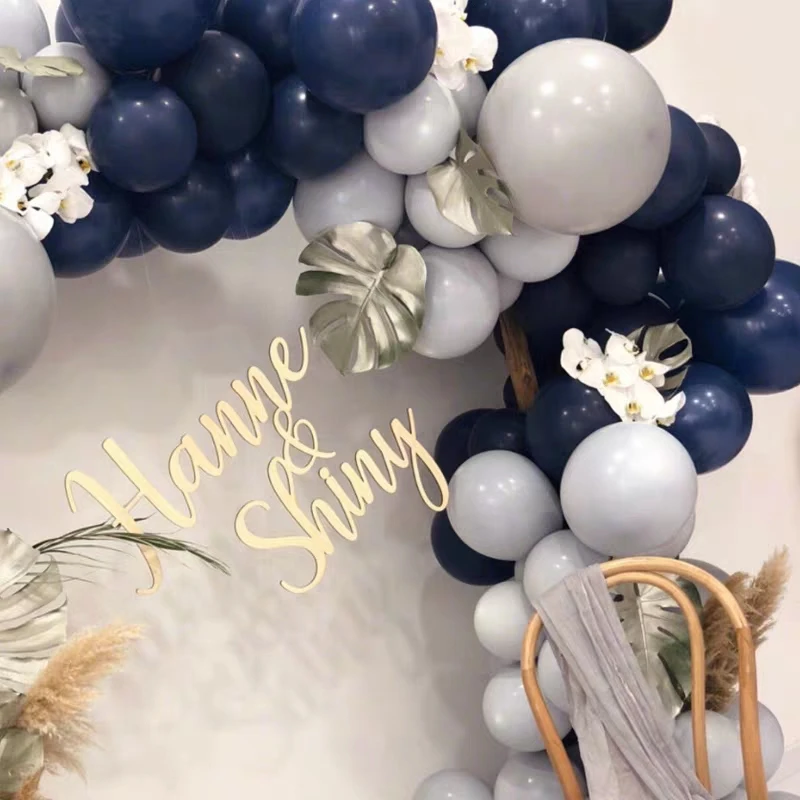 103 шт. шары в виде Макарон Арка гирлянда Темно Синие Серые латексные для свадьбы