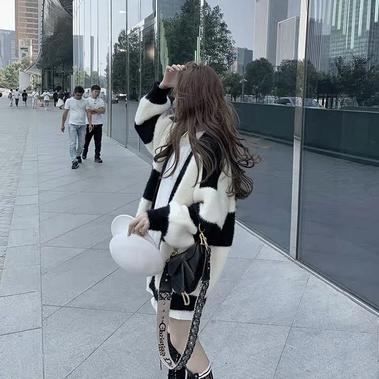 

Loose and Thick Sweater Mink Cardigan Coat for Women in Autumn and Winter
