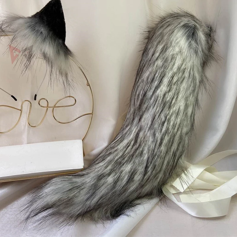 Новинка обруч для волос MMGG ручной работы с волчьими ушками и серебряными черными