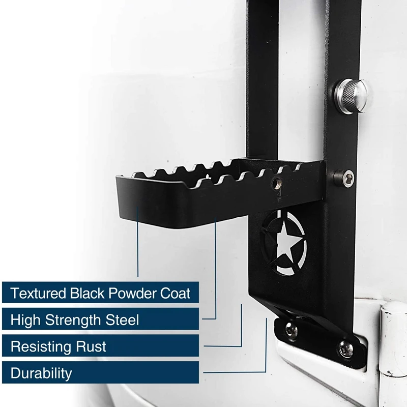 

Car Door Hinge Step Metal Door Folding Foot Pedal with Star Sign Rest Folding Peg Step for Jeep Wrangler JK 2007-2018
