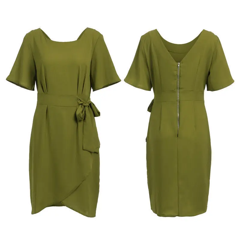 2019 модное женское сексуальное платье с О образным вырезом и коротким рукавом