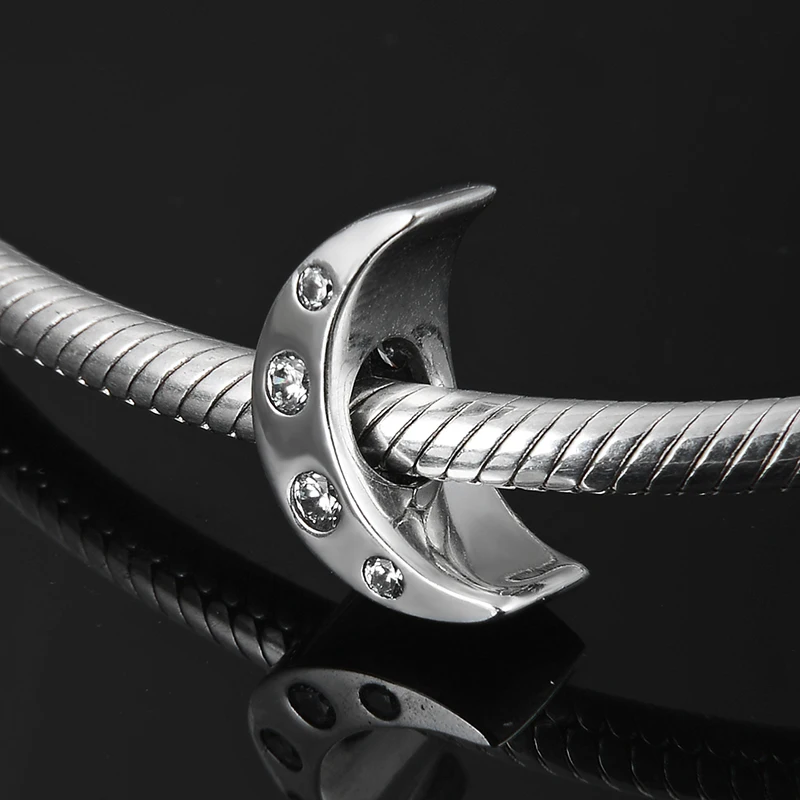 Изогнутые бусины в форме полумесяца из серебра 925 пробы с фианитом для