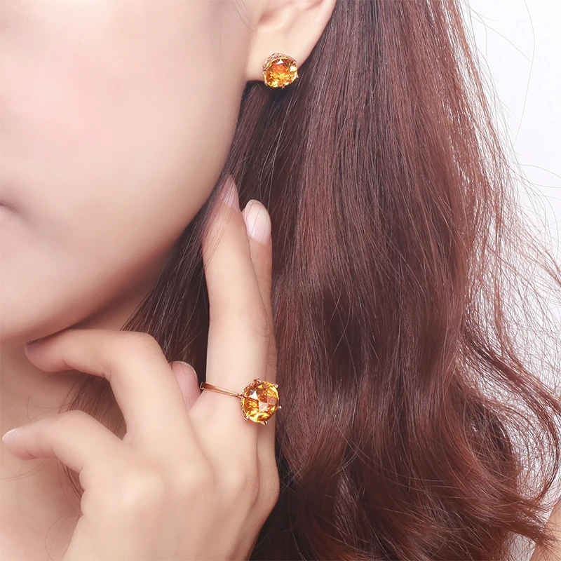 LSZB натуральное цитрин 18K чистое золото 2020 новое горячее предложение Топ Кольцо