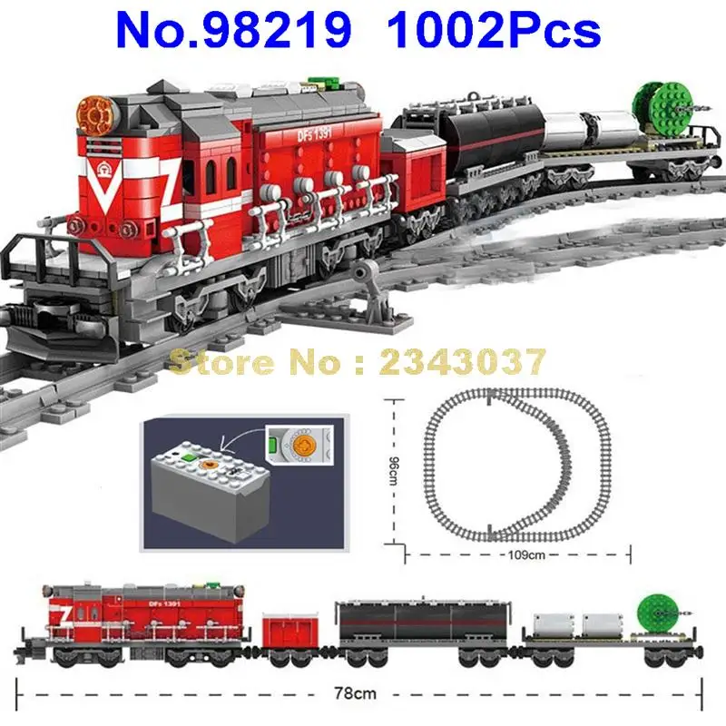 98219 1002 шт. городской детская железная дорога трек грузовик с прицепом электронные