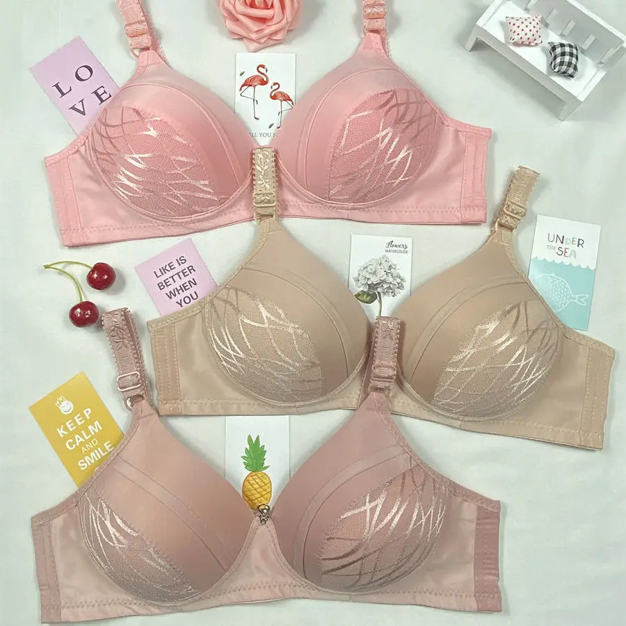 

AUFU Bra Sexy Brassiere C Cup Thick Cotton Underwear Women Bras Embroidery Lingerie Lace Push Up Bra Brown Plus Size