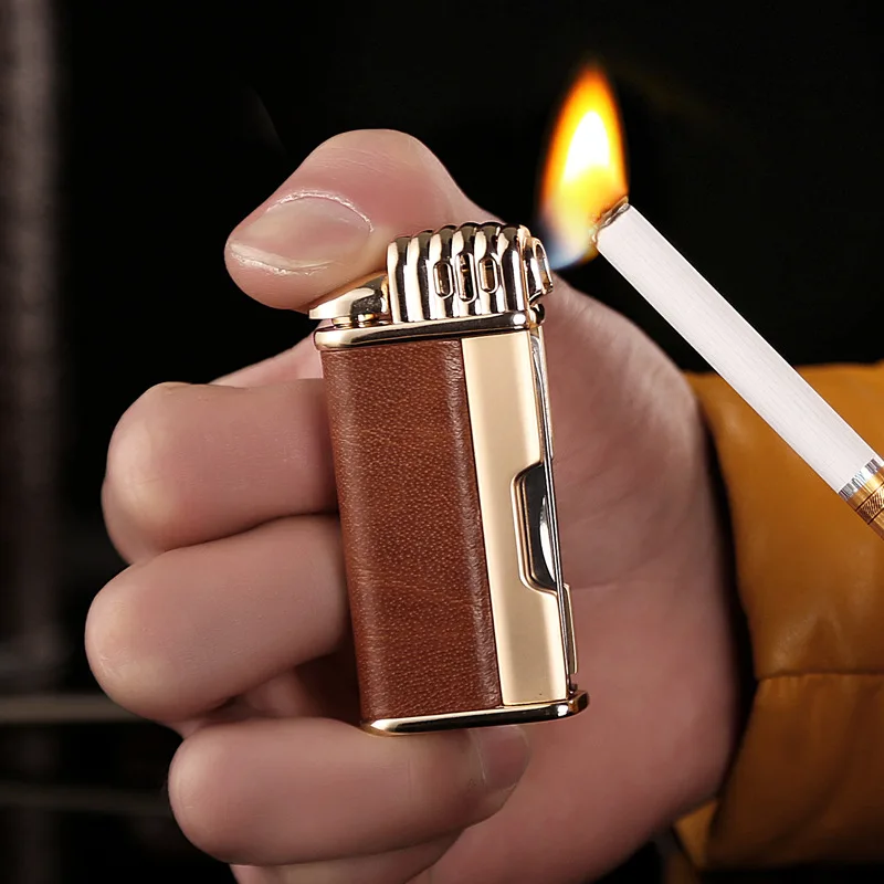 

Multifunctional Pipe Special Leather Side Ignition Old-fashioned Retro Lighter Multifunctional with Knife Tamper Gift for Men