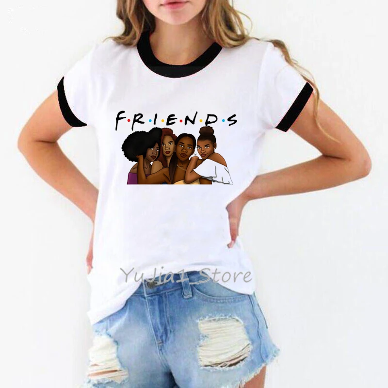 Модная футболка друзей femme с буквенным принтом, футболки для женщин melanin black girl Friends tv Show, Рождественская милая розовая футболка