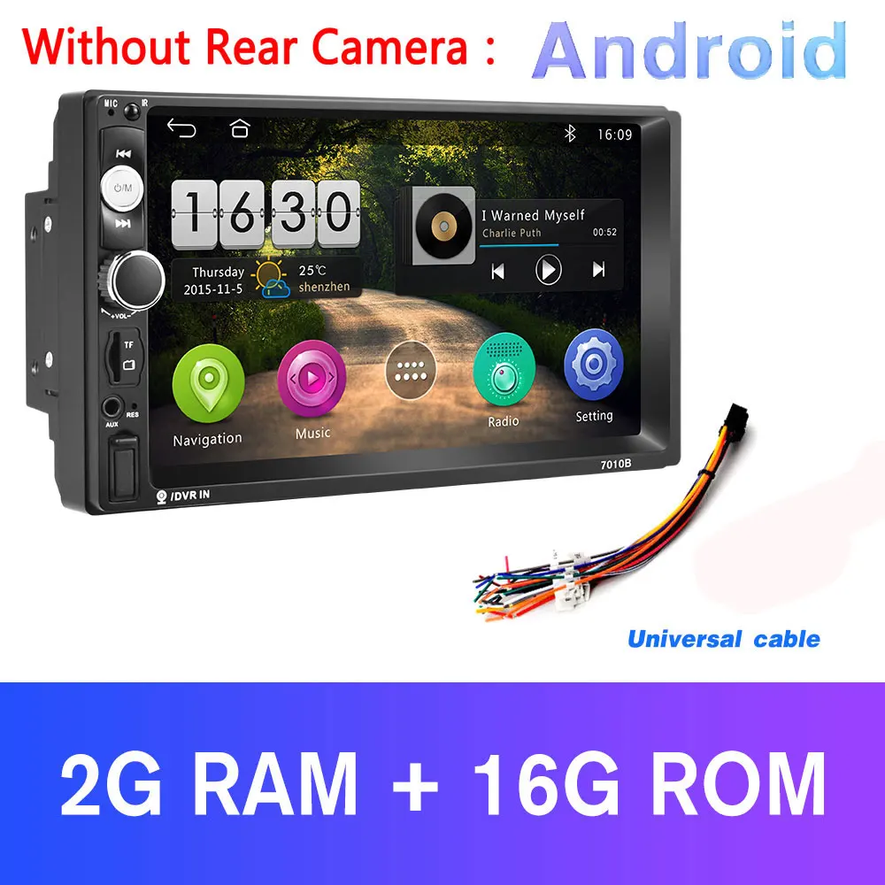 2G And 16G Podofo 2 Din Android Автомагнитола " MP5 плеер аудио стерео Bluetooth мультимедийный плеер авторадио MirrorLink автомобильный монитор резервного копирования - Цвет: 2G And 16G