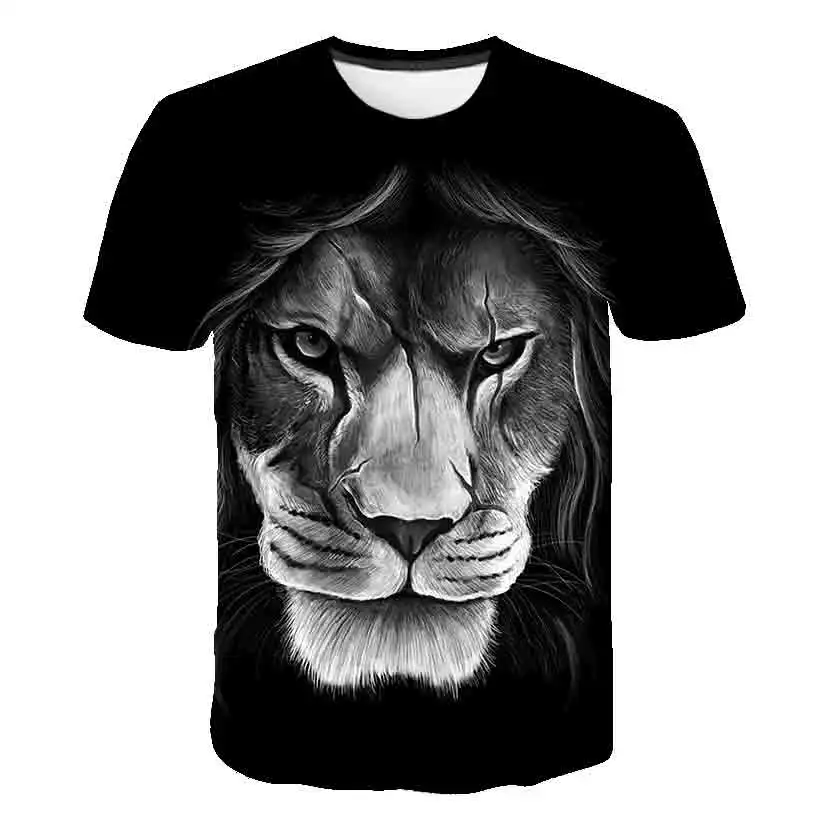 

MEN's new top animal print funny lion T-shirt men's summer Harajuku 3D printed lion street fashion shirt for both men and women