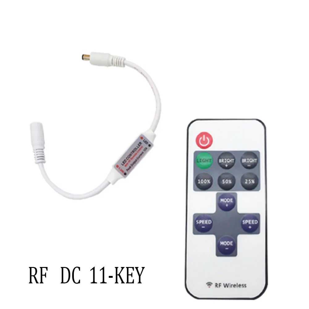 DC RF CONTROLLER 11 клавиш регулятор яркости светодиодного освещения DC 5-24V 12A мини с беспроводным радиоуправлением пульт дистанционного управления для 5050/2835 одноцветной светодиодной ленты гибкий свет - Цвет: DC RF CONTROLLER
