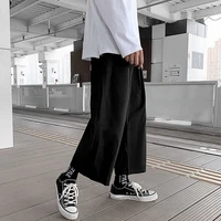 summer new men wide leg pants drape straight loose nine point pants 9 point all match trend vintage falling hairstylist trousers