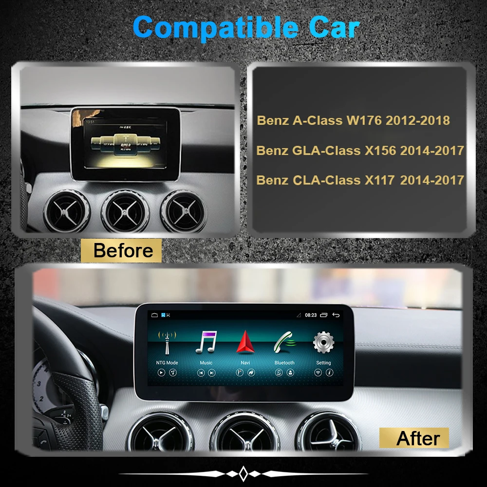 Автомобильный мультимедийный плеер Android 10 для Mercedes A GLA CLA W176 C117 WIFI 2 + 32 Гб RAM IPS