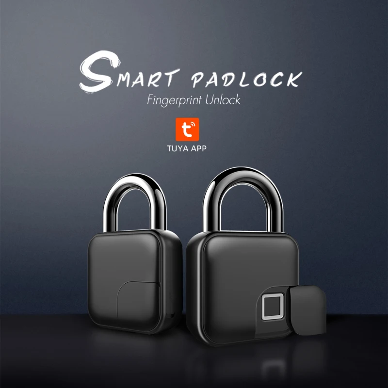 

Tuya Fingerprint Lock Bluetooth Safe Padlock Door Lock Waterproof Keyless USB Rechargeable Zinc Alloy Smart Home security House