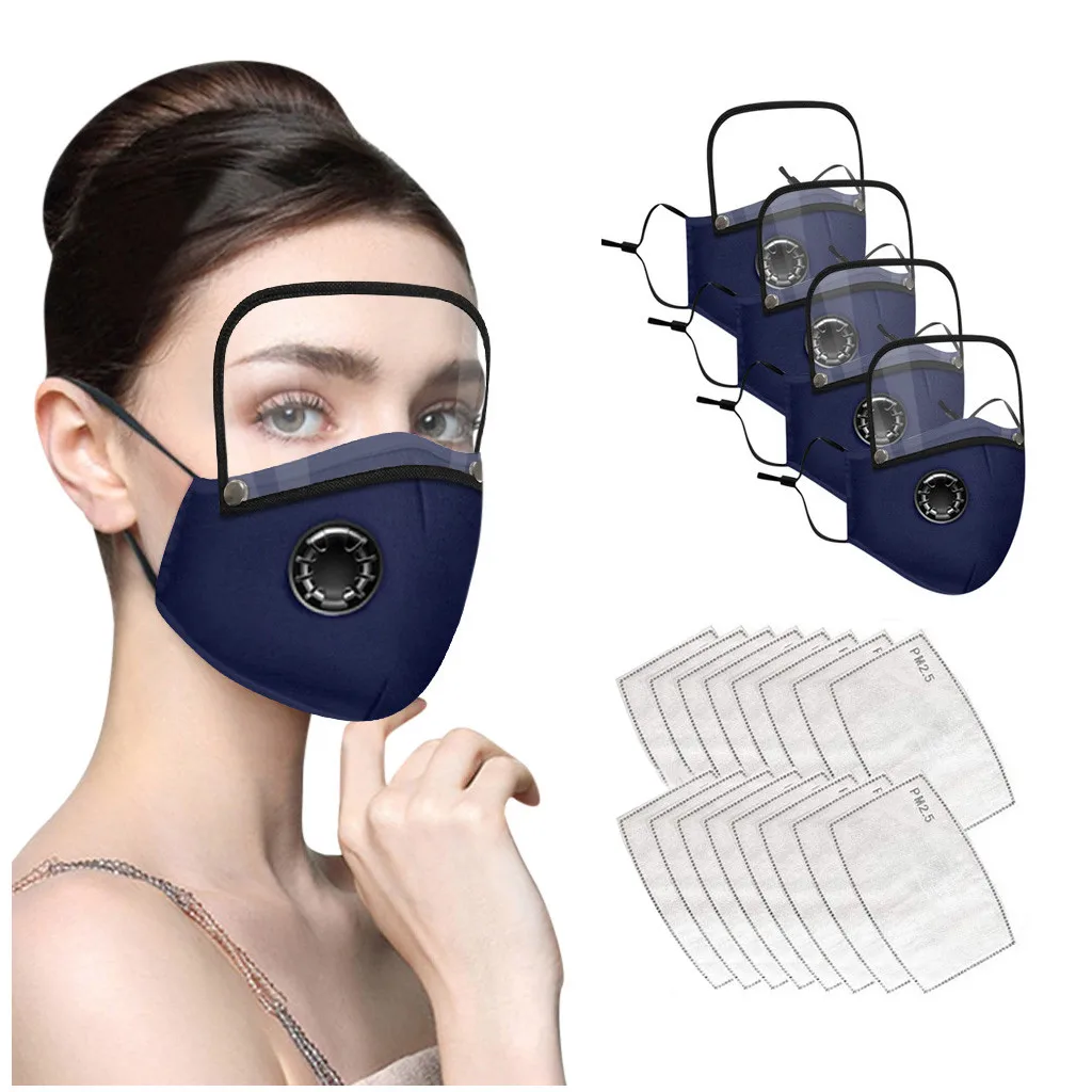 4 шт. многоразовая моющаяся маска для взрослых с фильтром и съемными глазами