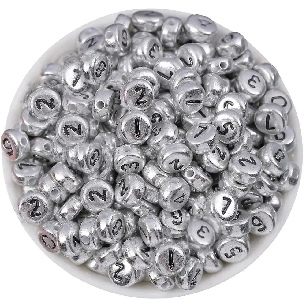 4*7 мм свободные серебристый акриловый бусины с алфавитом для браслета ювелирные