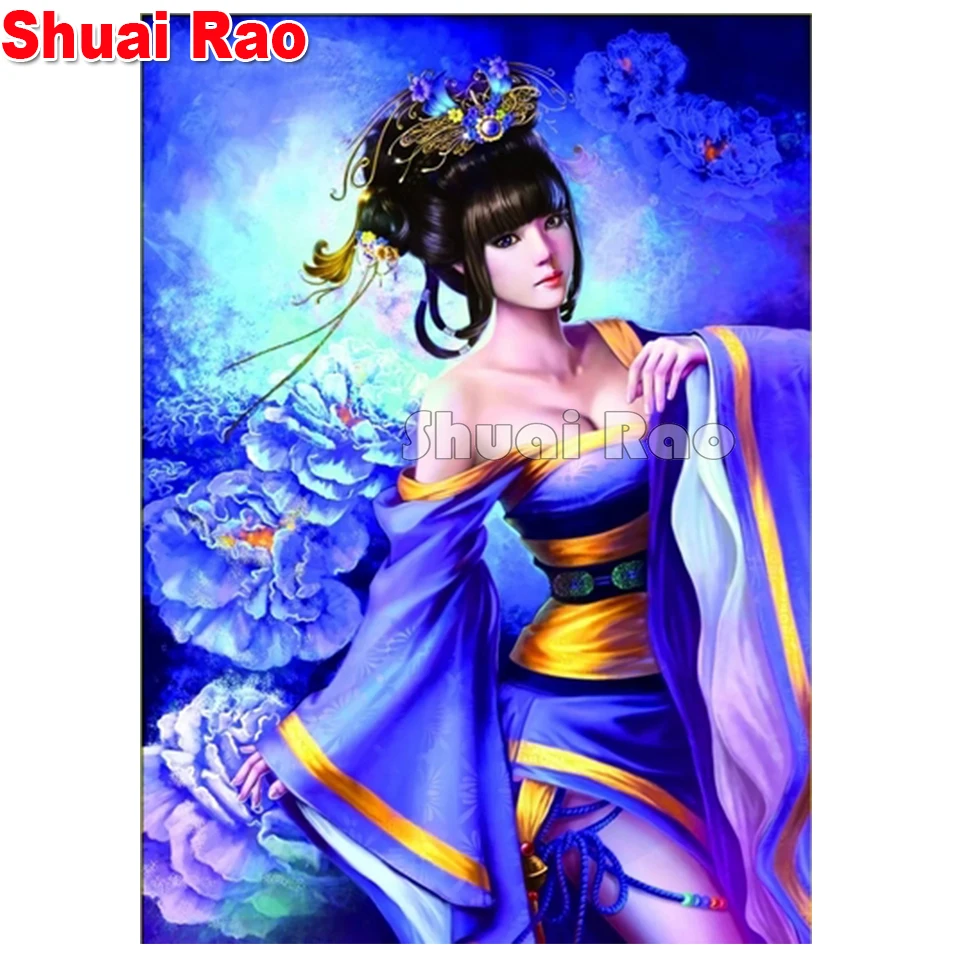 

Алмазная живопись 5D «сделай сам», полноразмерная квадратная круглая картина, искусство ручной работы в стиле аниме, Классическая красота, вышивка крестиком, мозаика