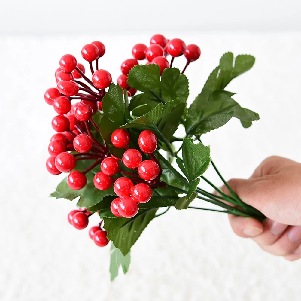Украшения для рождественской елки искусственные рождественские красные ягоды