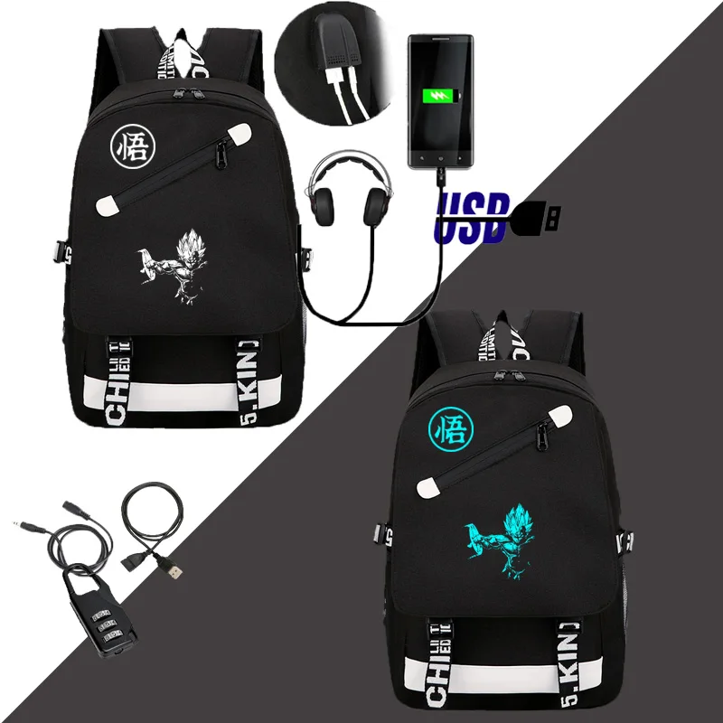 Style B4 IMIDO Dragon Ball Z рюкзаки светящиеся студентов мультфильм зарядка через usb плечи рюкзак черный дышащий обратно в школу сумка - Цвет: Style B4