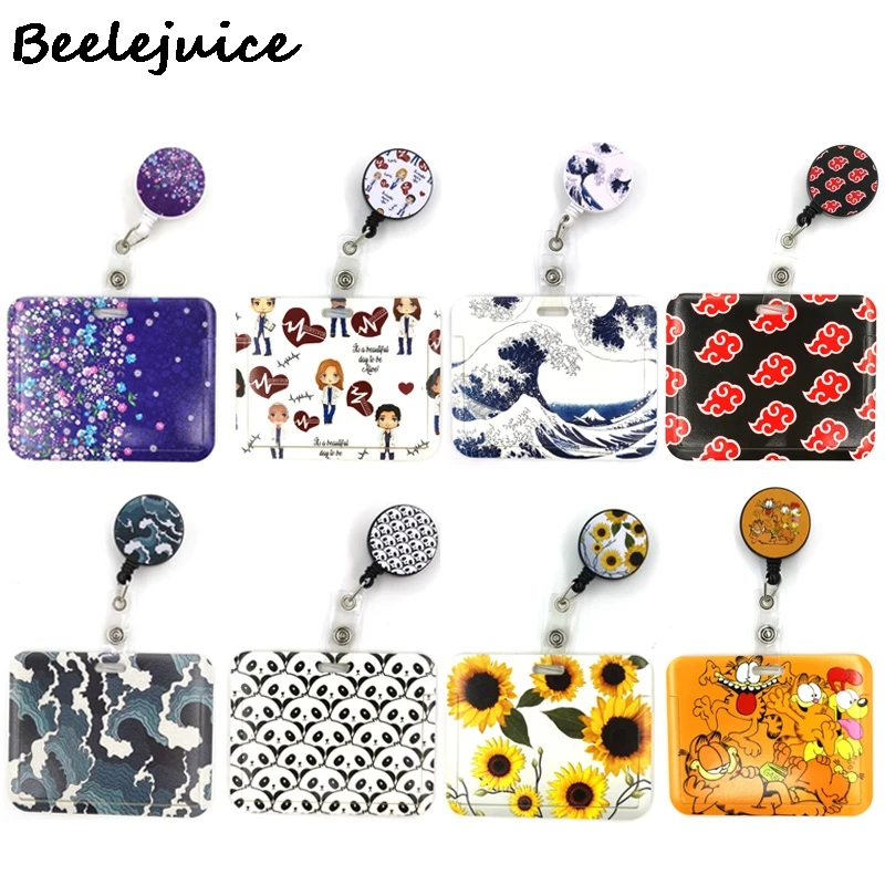 

ID Horizontal Credit Card Holder Lanyard Women Men Kid Student Retractable Badge Reel ID Name Bus Clips Card Badge Holder Gifts