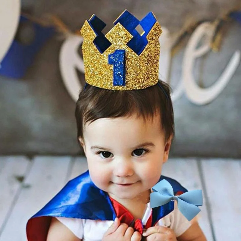 

Головной убор для детей 1, 2, 3 лет, декоративный, голубой, золотой