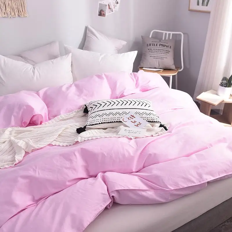 

One pieces 100% cotton duvet cover Pure color pink quilt cover twin full queen king size bedding good quality comforter case